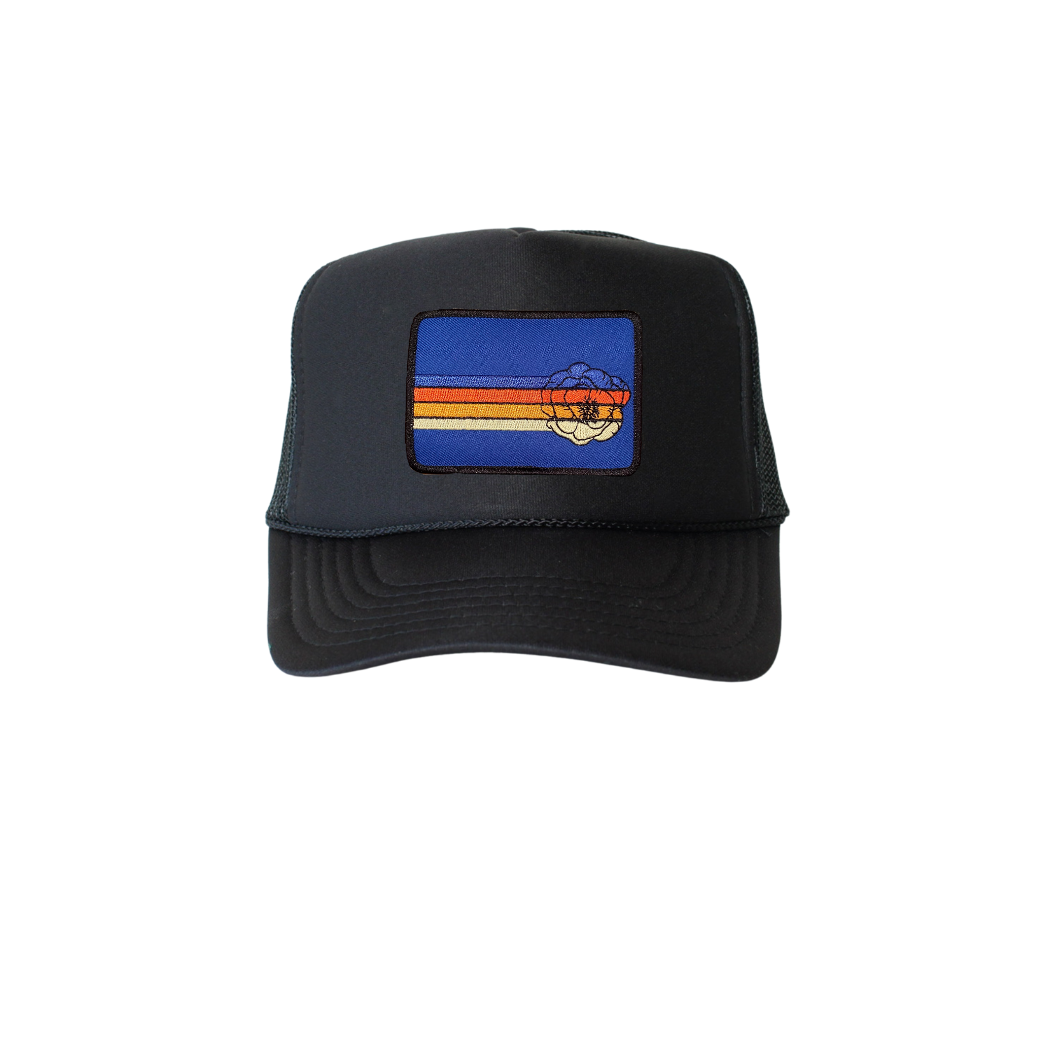 Poppy Stripe (blue)Trucker Hat m3 goods og