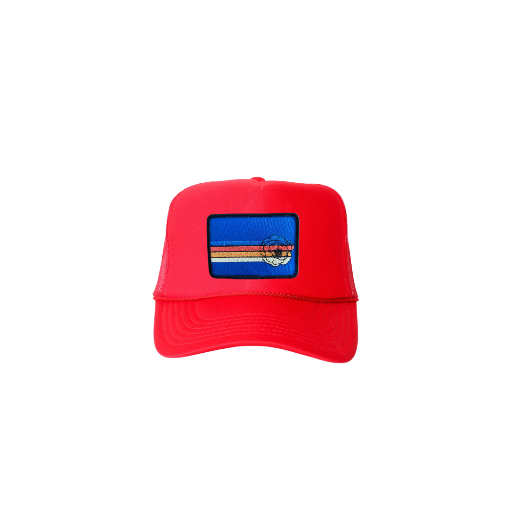 Poppy Stripe (blue)Trucker Hat m3 goods og