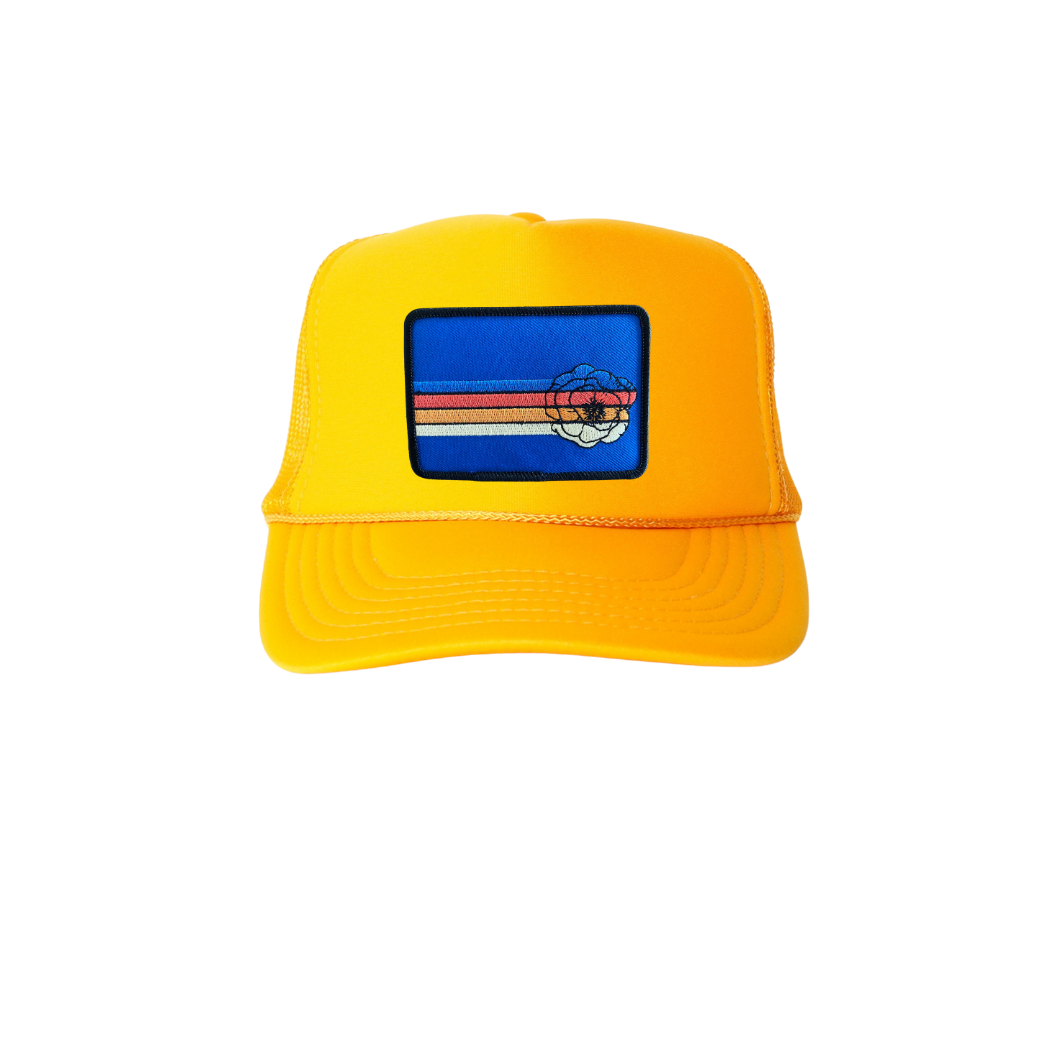 Poppy Stripe (blue)Trucker Hat m3 goods og