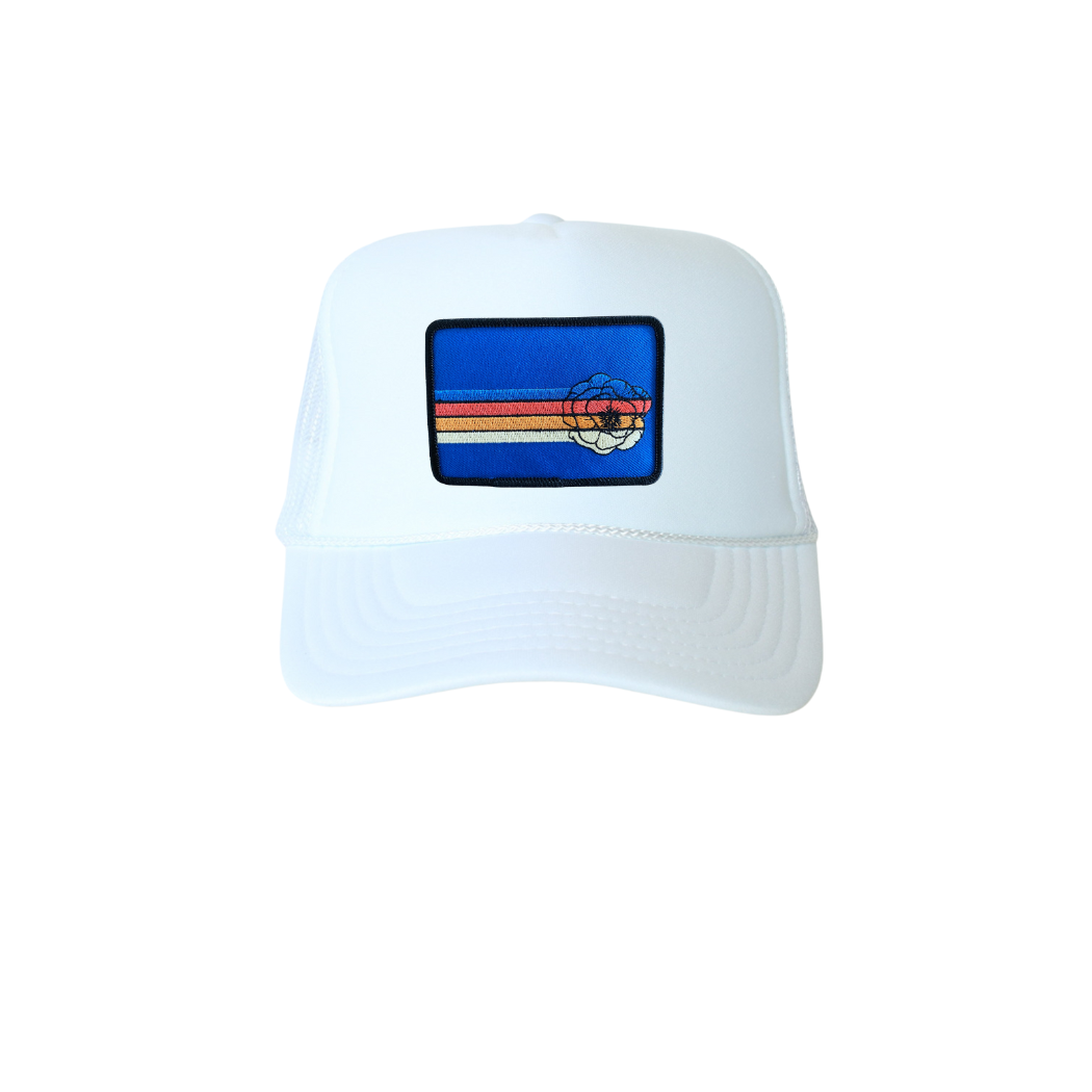 Poppy Stripe (blue)Trucker Hat m3 goods og